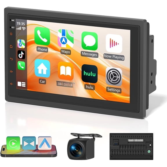 7" Double Din Stereo with , , , Backup Camera, GPS Navigation, Free APK Download and Deletion, FM, Voice Control, and Mirror Link (7"-2GB+64GB)