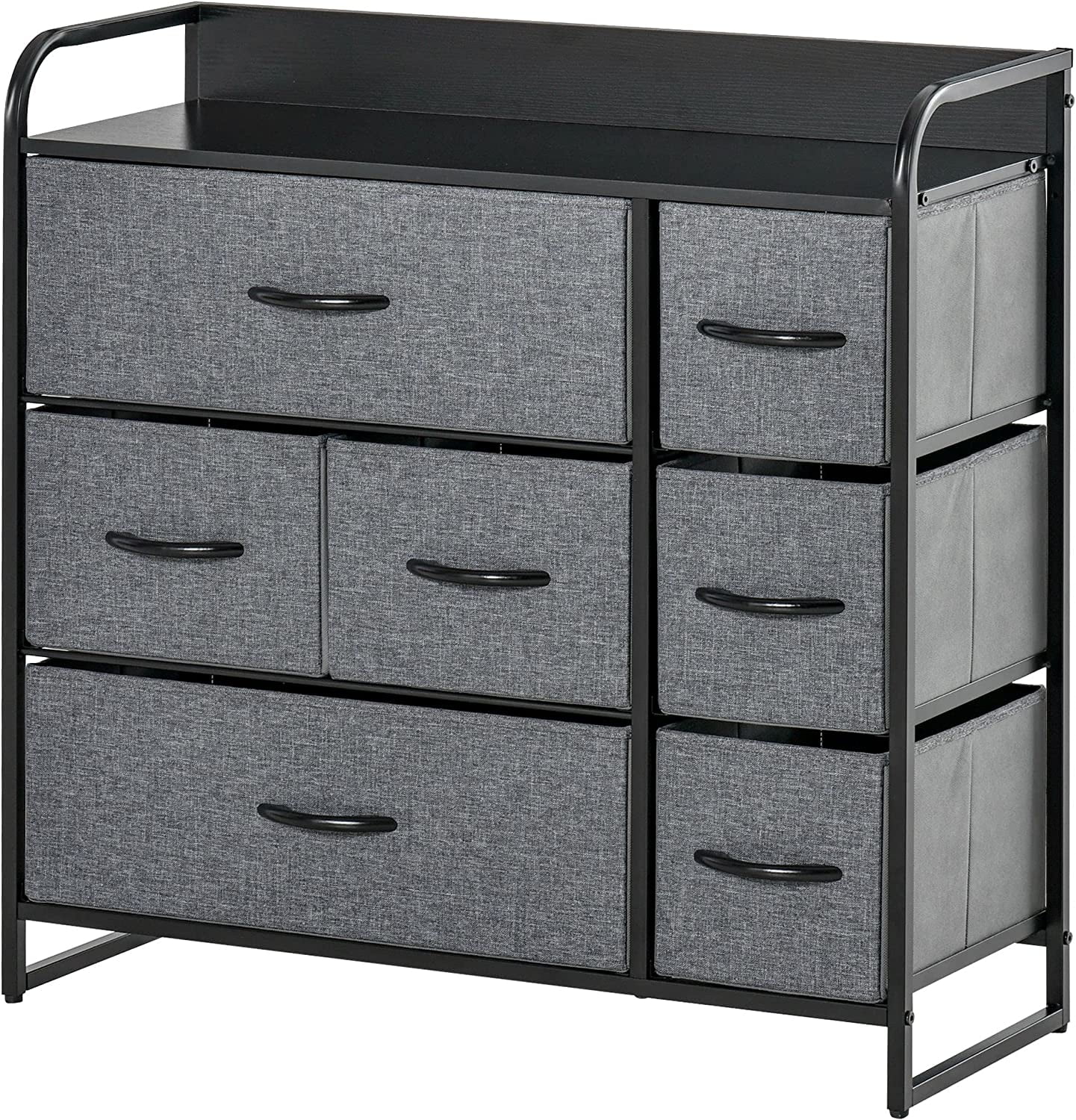 7-Drawer Dresser, Fabric Chest of Drawers, 3-Tier Storage Organizer for ...