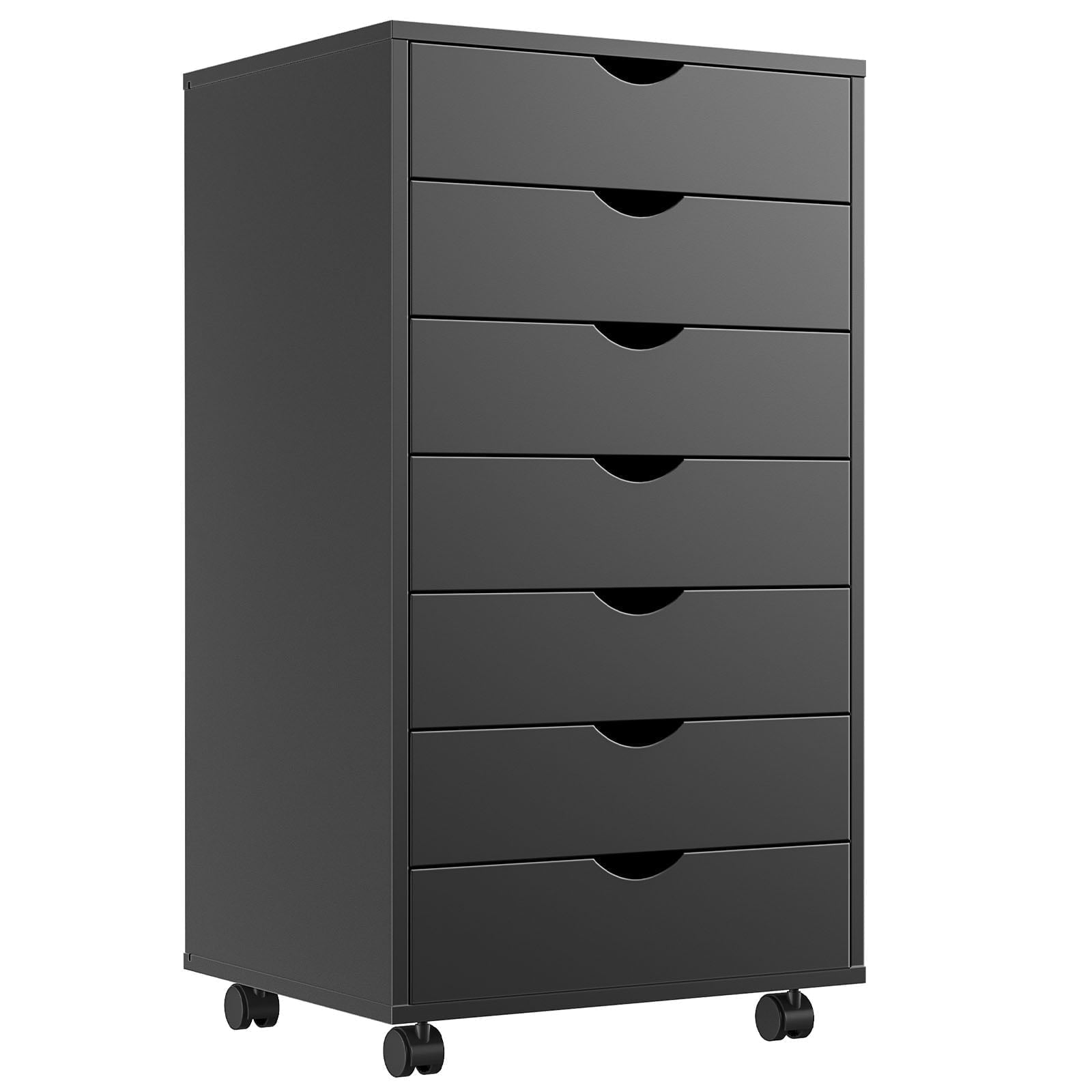 EDX 7 Drawer Dresser - Spacious Wood Storage Cabinet for Bedroom, Home, Office Organization, Black