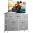 thumbnail image 1 of 7 Drawer Dresser TV Stand, Dressers for Bedroom, Fabric Storage Tower, Hallway, Entryway, Closets, Sturdy Steel Frame, Wood Top, Easy Pull Handle,, 1 of 15