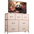 thumbnail image 1 of 7 Drawer Dresser TV Stand, Dressers for Bedroom, Fabric Storage Tower, Hallway, Entryway, Closets, Sturdy Steel Frame, Wood Top, Easy Pull Handle, 1 of 15