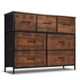 thumbnail image 1 of 7 Drawer Dresser, Wide Chest Of Drawers Nightstand Storage Tower Storage Dresser Fabric Dresser With Wood Top for Living Room, Bedroom, Hallway, , Rust, 1 of 6