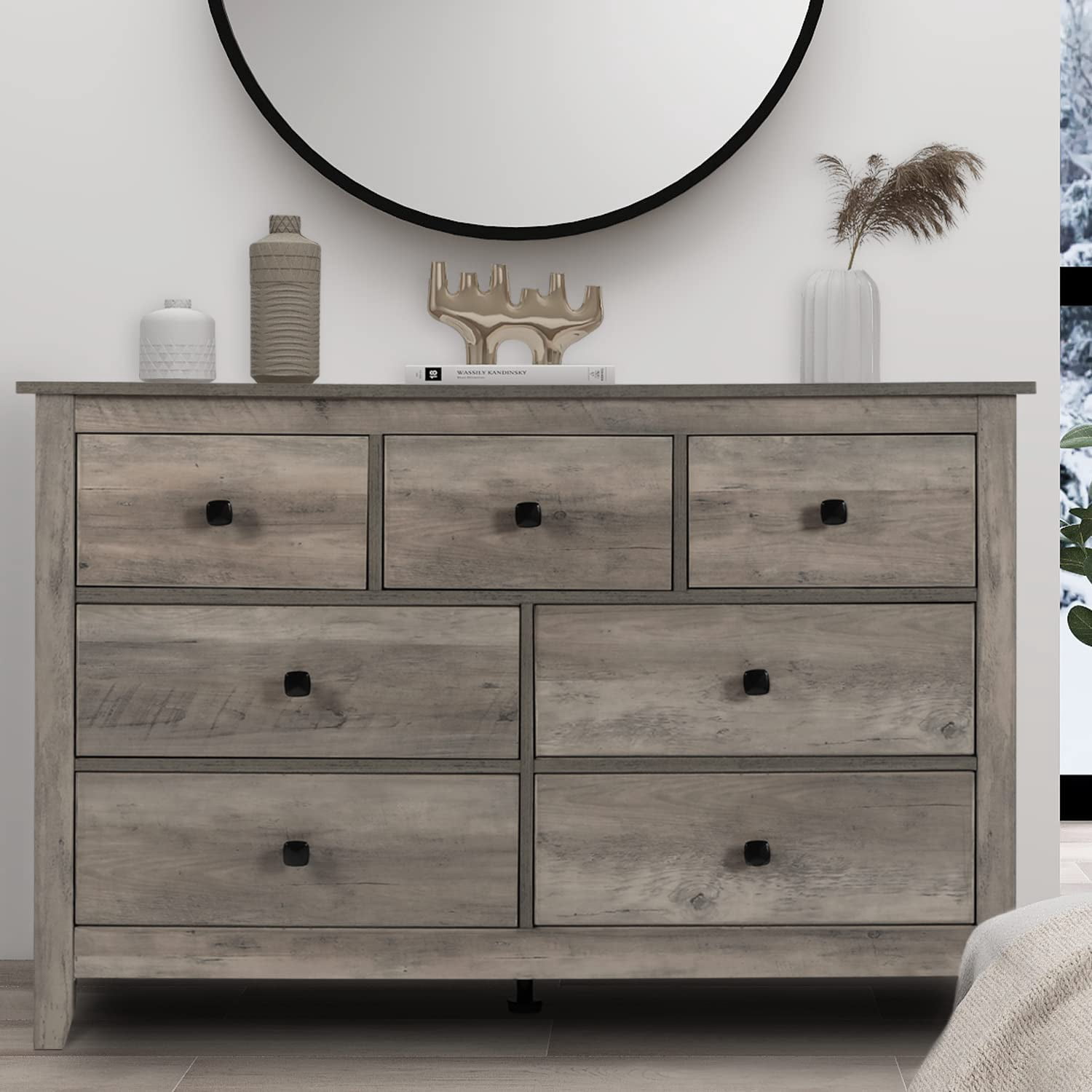 7 Drawer Dresser - Wooden Bedroom Dressers, Gray Storage Drawers ...