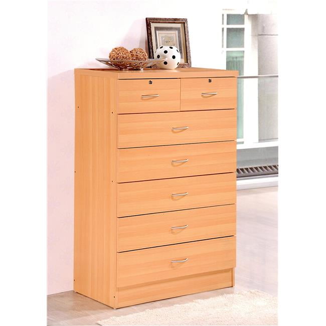 Beech Finish 7-Drawer Jumbo Chest for Extra Storage
