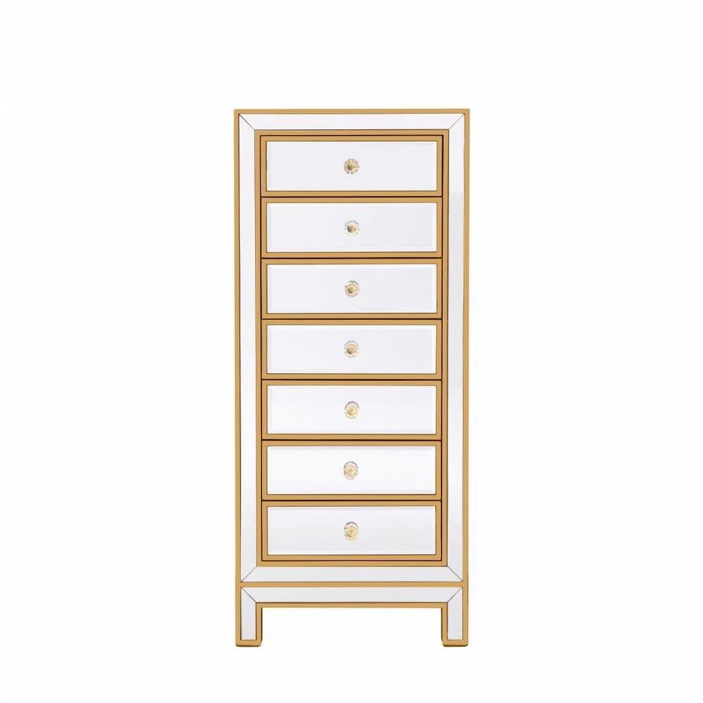 7 Drawer Lingere Chest in Modern Style-42 inches Tall and 15 inches Wide-Antique Gold Finish Bailey Street Home 779-Bel-5046493