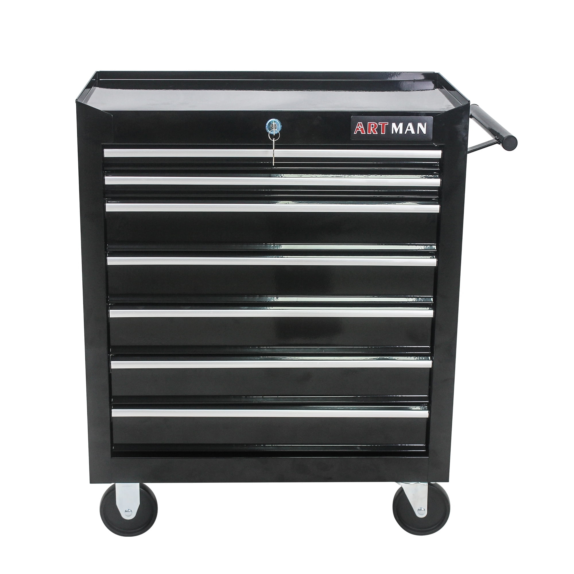 Black Heavy-Duty Steel 7-Drawer Rolling Tool Cart
