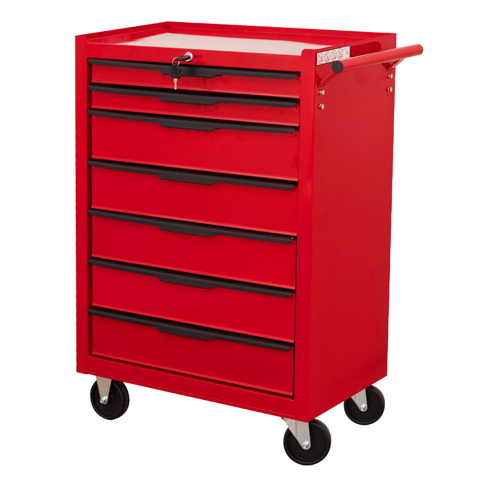 7 Drawer Rolling Tool Chest Cabinet, Large Capacity Metal Tool Box with Wheels and Cylinder Locking, Storage Organizer Tool Cart for Garage, Warehouse, Work Shop