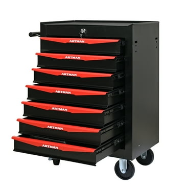 7-Drawer Rolling Tool Chest, Garage Tool Box & Cabinet Large Capacity, Lockable Tool Box Organizer on Wheels with Sliding Drawers, Black