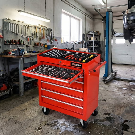 7 Drawer Rolling Tool Chest with Wheels, Lockable Heavy-Duty Steel Tool Cabinet for Father's Garage Workshop Repair Shop