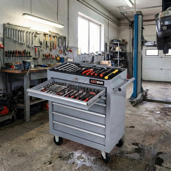 7 Drawer Rolling Tool Chest with Wheels, Lockable Heavy-Duty Steel Tool Cabinet for Father's Garage Workshop Repair Shop
