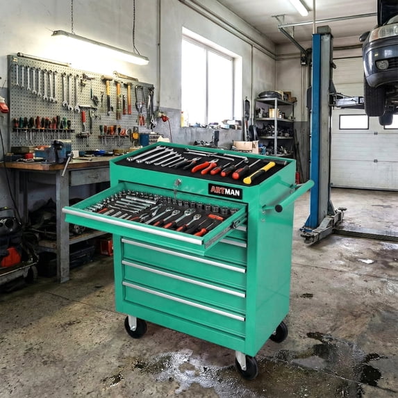 7 Drawer Rolling Tool Chest with Wheels, Lockable Heavy-Duty Steel Tool Cabinet for Father's Garage Workshop Repair Shop