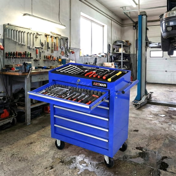 7 Drawer Rolling Tool Chest with Wheels, Lockable Heavy-Duty Steel Tool Cabinet for Father's Garage Workshop Repair Shop