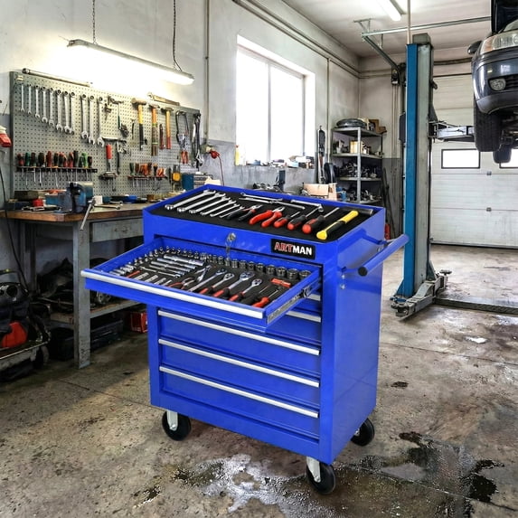 7 Drawer Rolling Tool Chest with Wheels, Lockable Heavy-Duty Steel Tool Cabinet for Father's Garage Workshop Repair Shop