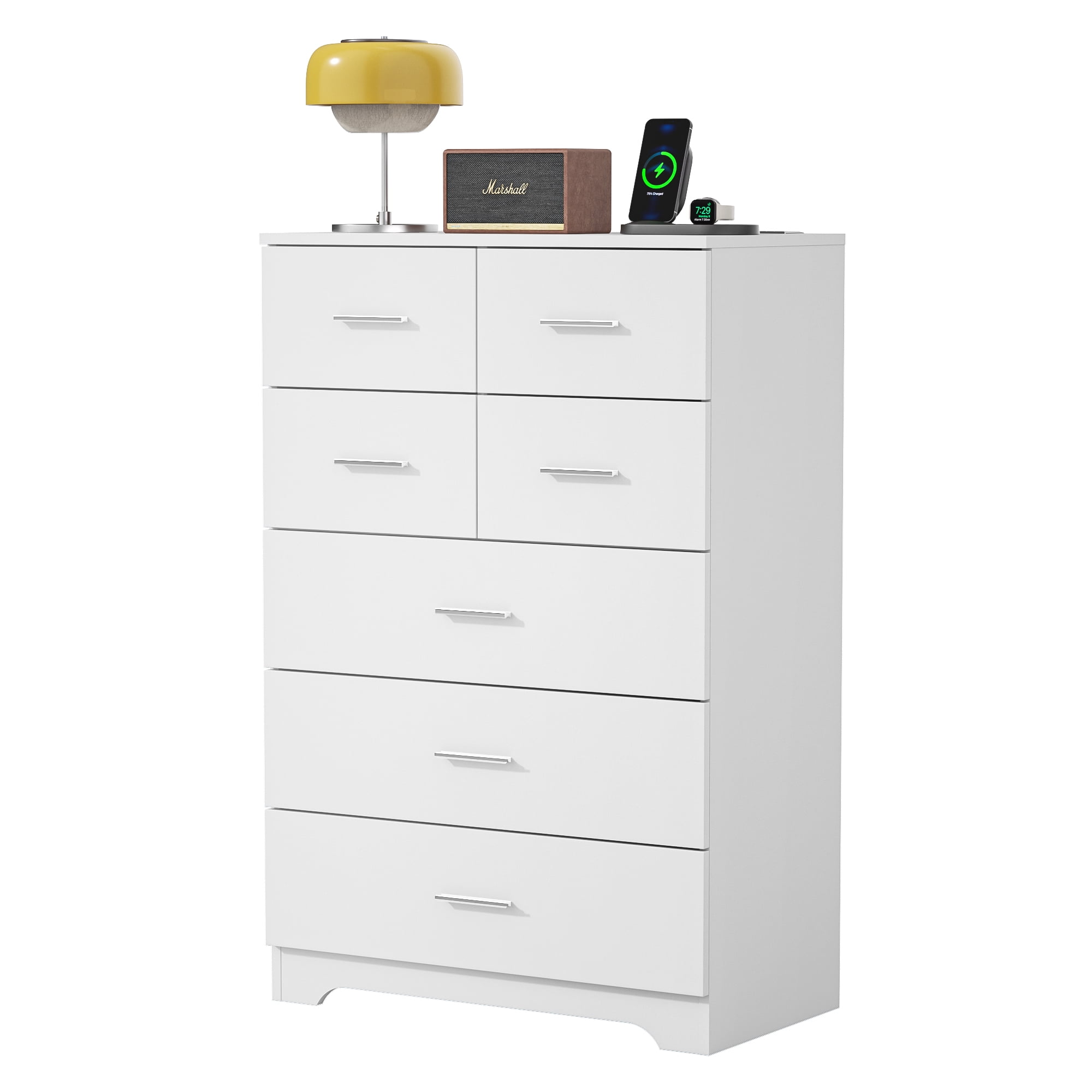 7-Drawer Storage Cabinet with Built-In Outlet Durable Organizer for Bedroom, Living Room, Office