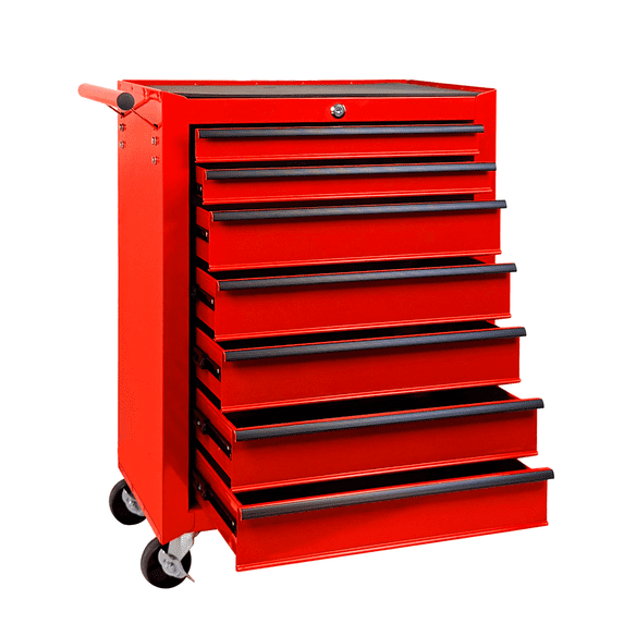 7-Drawer Tool Chest Cabinet with Ball Bearing Drawer Slides,20"W Rolling Metal Tool Chest with 7 Drawers,Steel Tool Storage Box Organizer,Red