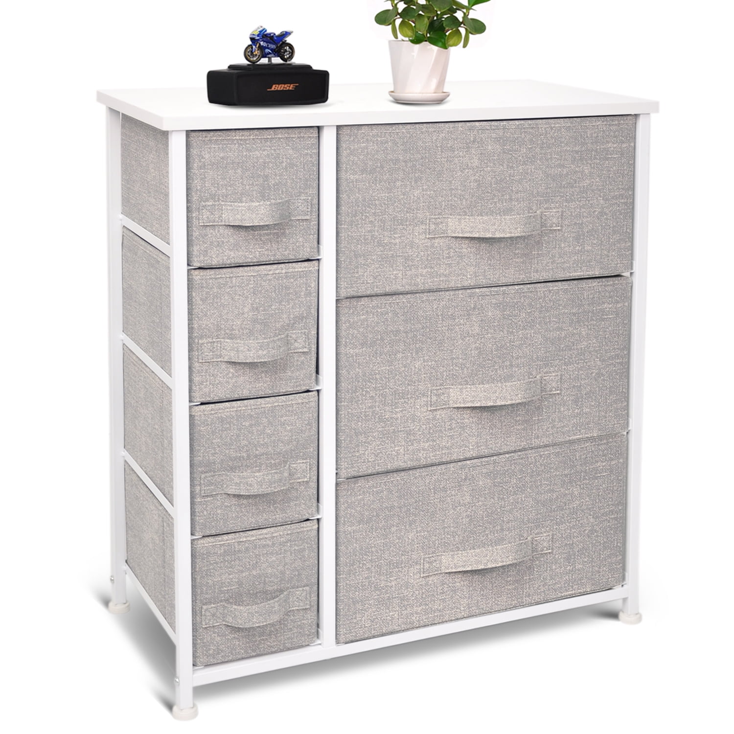 KingSo Side Dresser for Bedroom Kids Chest of Drawer with Storage, Cubby  Fabric Storage Bins, Tall Drawer Organizer, Closet Dresser for Living Room  Nursery Toddler Room, Light Gray 