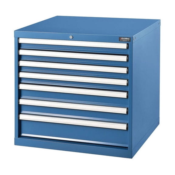 7 Drawers Modular Drawer Cabinet w/Lock, 30x27x29-1/2"H, Blue
