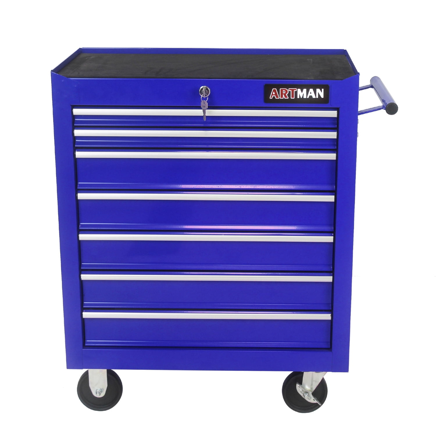 7-Drawer Multifunctional Tool Cart with Wheels - Black & Blue