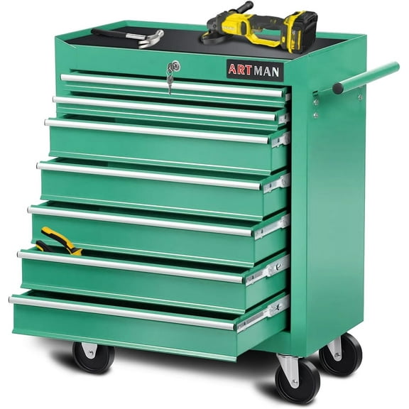 taoruifang 7-Drawer Rolling Tool Cabinet, Anti-Rust Tool Chest With Lock, Storage Organizer for Garage, Workshop