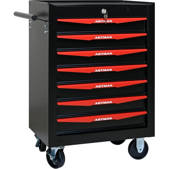 7 Drawers Tool Cart on Wheels, Multifunctional Rolling Tool Storage Chest, Drawers Rolling Trolley Organizer Tool Box for Warehouse, Garage, Workshop, Repair Shop (7 Drawers-30.5"H)