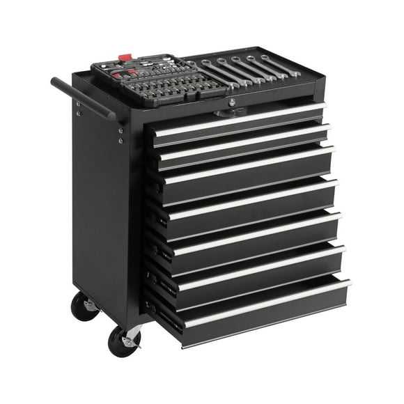 7 Drawers Tool Chest Tool Cabinet w/ Wheels Key Tool Cart for Repair Shop Garage