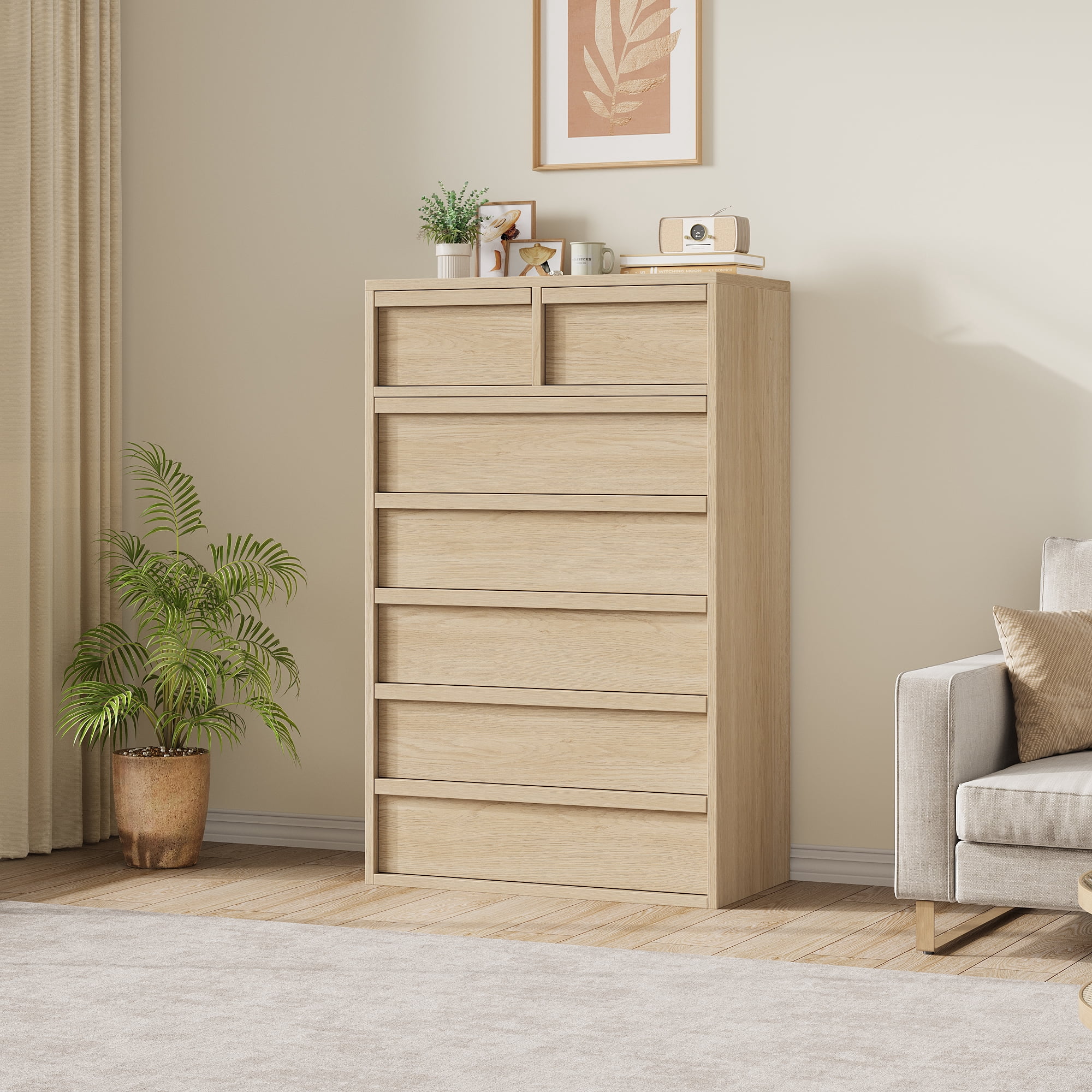 7 Dresser for Bedroom, 47"H Dresser for Closet, 7 Drawers Tall Wooden