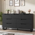 thumbnail image 1 of 7 Dresser for Bedroom, 55" Wide Dresser, Freestanding Horizontal Drawer with Storage, Wooden Closet Chest Storage for Living Room, Hallway, Entryway, Black, 1 of 7