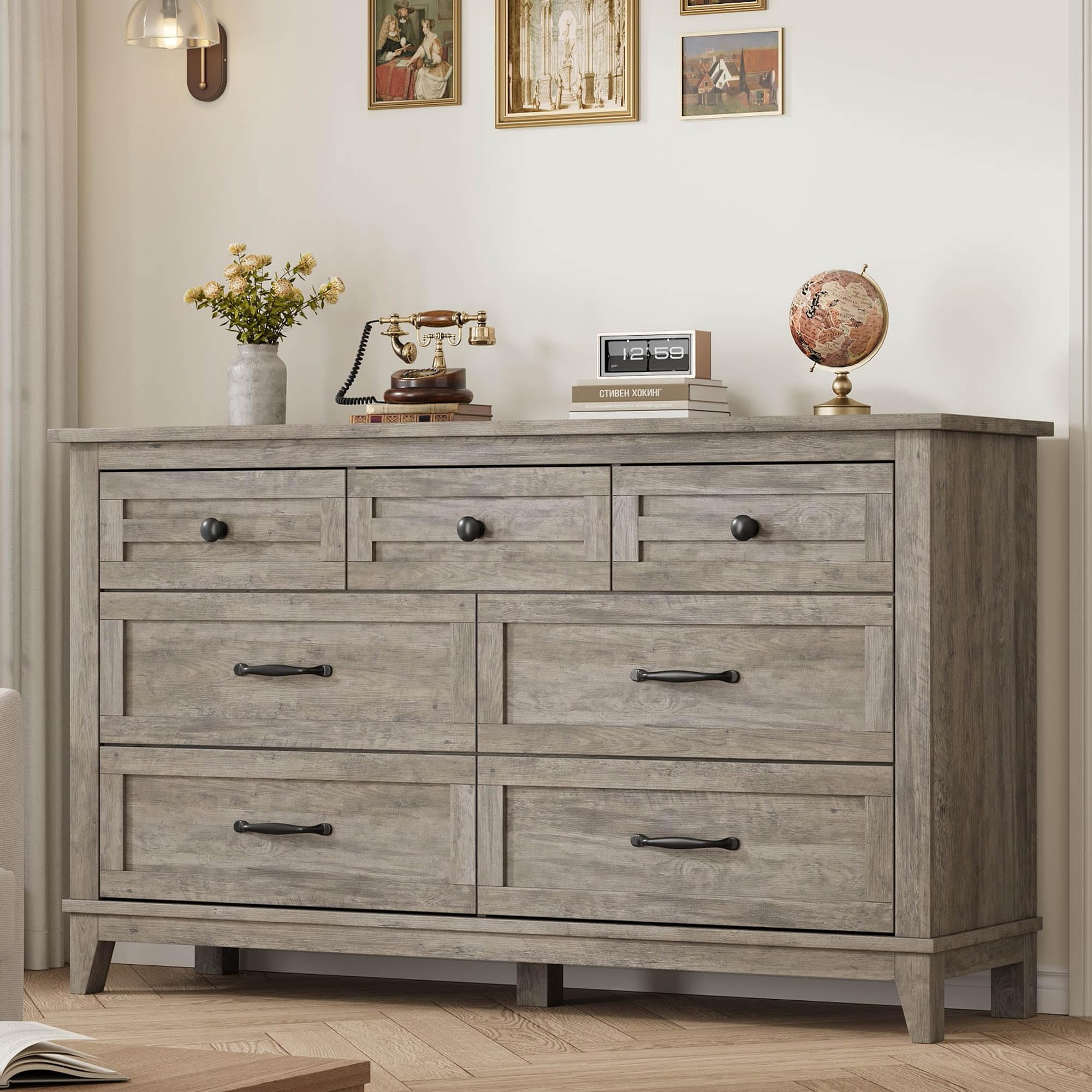 7 Dresser for Bedroom, 54 in Wide Drawer Dresser with Storage