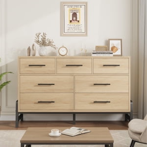 7 Dresser for Bedroom, Freestanding 52" Wide Drawer Dresser with Storage, Wooden Closet Storage Chest for Living Room, Bedroom, Entryway
