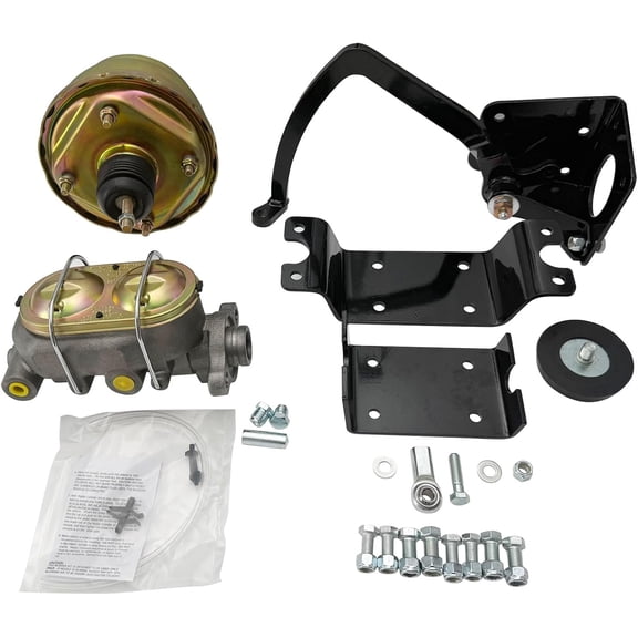 7'' Dual Power Brake Booster with Master Cylinder Under Floor Kit for 1932 Ford Car, Power Brake Booster Conversion Kit Brake Pedal Assembly