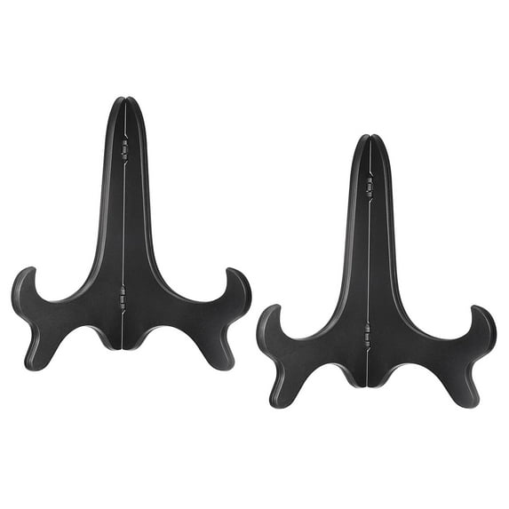 7" Easel Plate Holder, Plastic Folding Display Stand Black for Decorative Picture Frame, 2 Pack