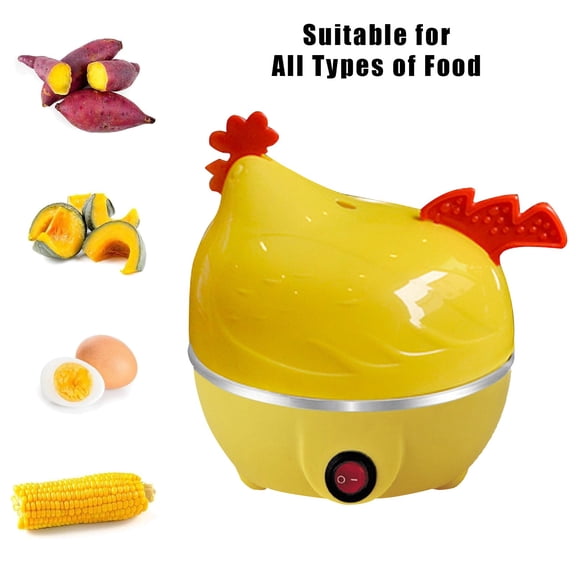 7 Egg Electric Egg Cooker With Measuring Cup Chicken Shaped Egg Boiler Automatic Shut Off Breakfast Steamer For Home(Yellow-16Cm)