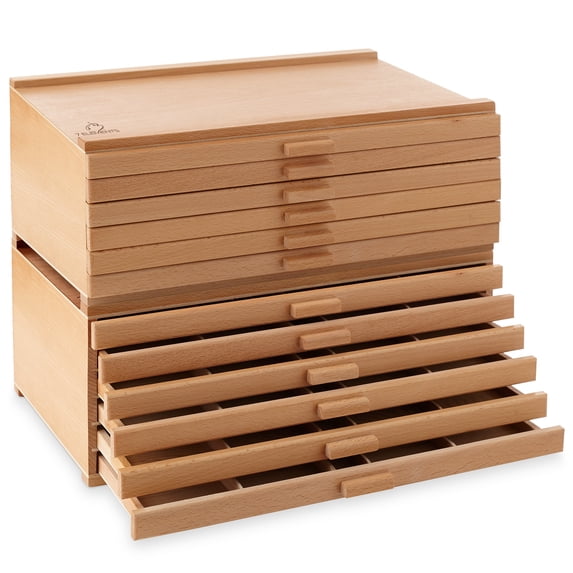 7 Elements 12 Drawer Wooden Artist Storage Supply Box for Pastels, Pencils, Pens, Markers, Brushes and Tools