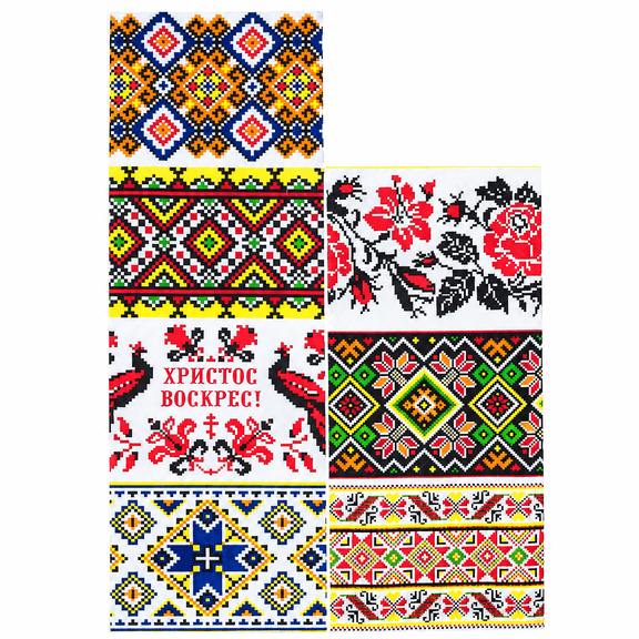 7 & Floral Motifs Ukrainian Easter Egg Decorating Wraps Heat Shrink Sleeves