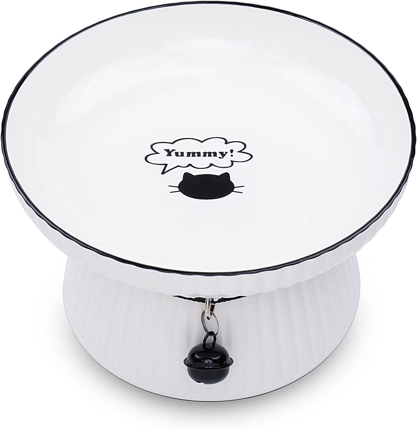 7" Extra Wide Ceramic Elevated Cat Bowl, Raised and Tilted Cat Food