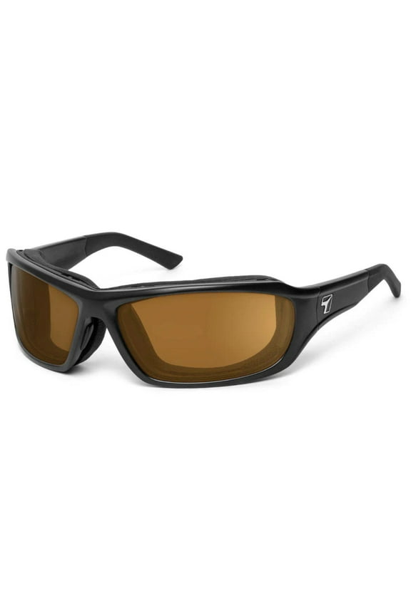7 Eye Air Shield Derby Sunglasses,SharpView Polarized Copper Lens,Matte Black Fr
