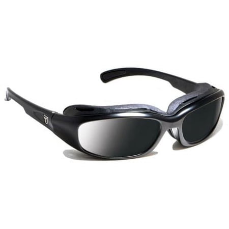 7eye Churada Wind-Blocking Padded Photochromic Sunglasses for Outdoors, UV400, Clear to Dark Gray Lenses, Matte Black, Small & Medium