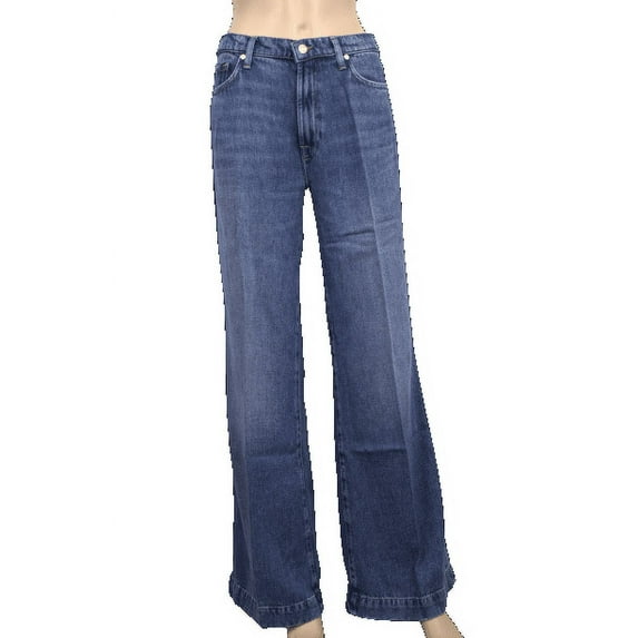7 for All Mankind High Rise Tailorless Flared Wide Leg Denim Jeans Made of Lyocell for Women, 24