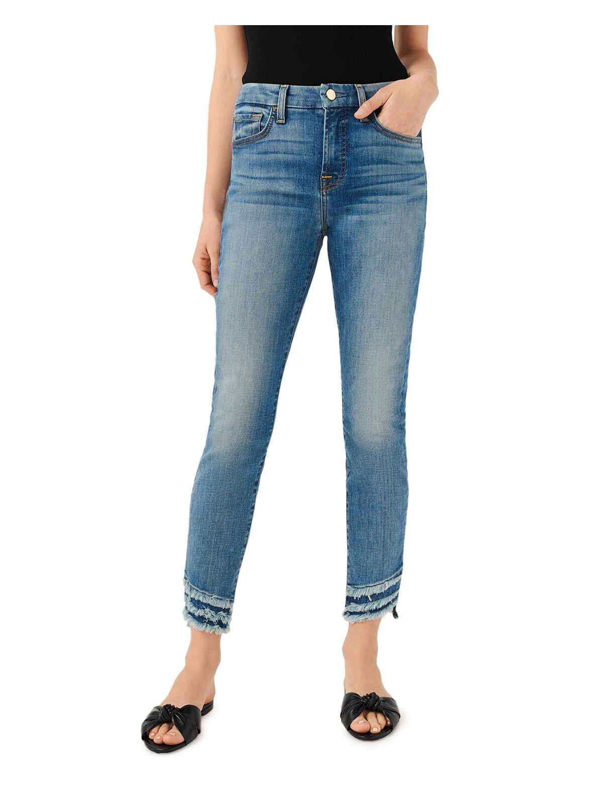 7 for all Mankind Luxe Vintage The Ankle Skinny raw hem jeans 30 popular Frayed Mid-rise