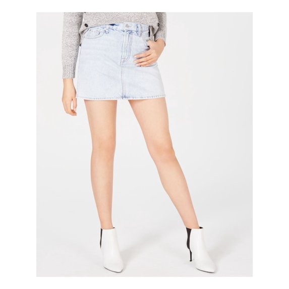 7 FOR ALL MANKIND Womens Light Blue Mini Skirt Size: 28 Waist