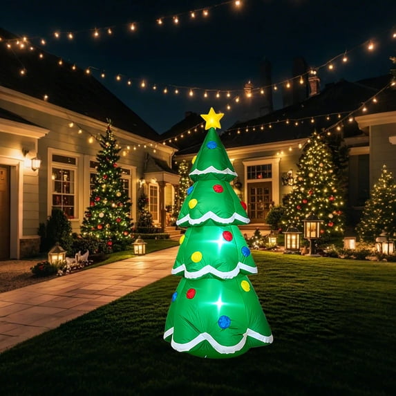7 FT Christmas Inflatable Tree, LED Lights, Holiday Decoration for Yard Lawn Porch Garden Indoor Xmas Party