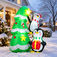7 FT Christmas Tree Inflatable with Penguins LED Lights for Yard Garden ...