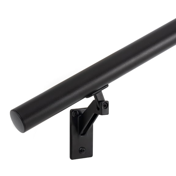 7 FT Handrails Kit for Indoor Outdoor StairsModern Aluminum Handrail Set1.4" Diameter Bar,Adjustable 304 Stainless Steel Brackets IncludedRust Free. (Matte Black,7 FT)