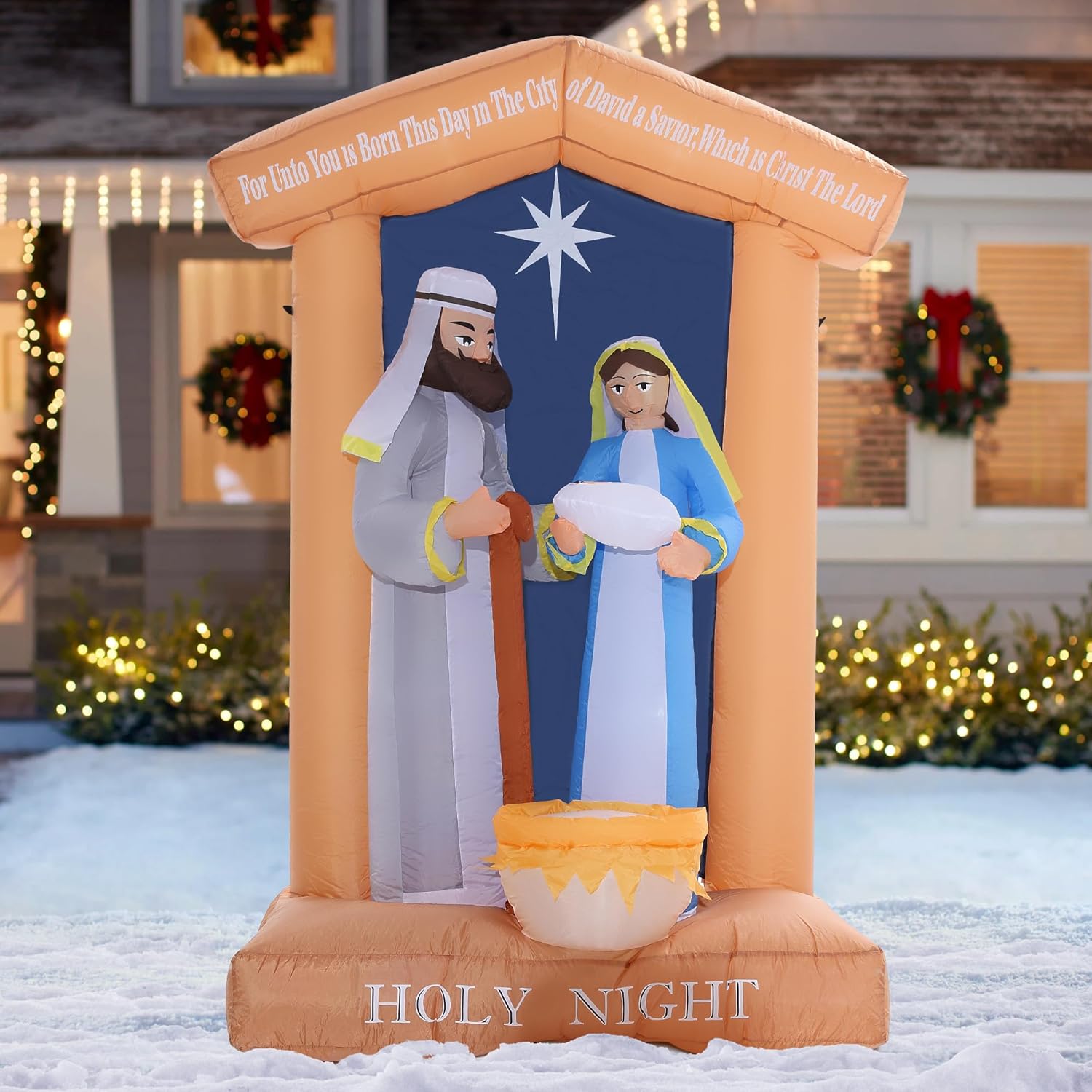7 FT Inflatables Nativity Scene Outdoor Decorations, Blow Up Yard