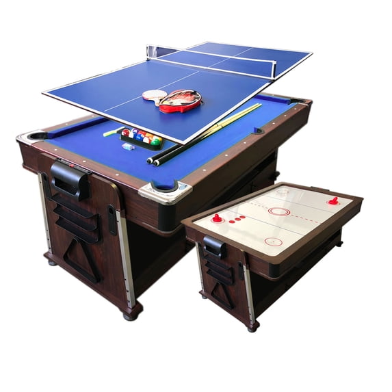 7 FT Multi Games Pool Table Blue Air Hockey + Table Tennis + Table Top – Bullet