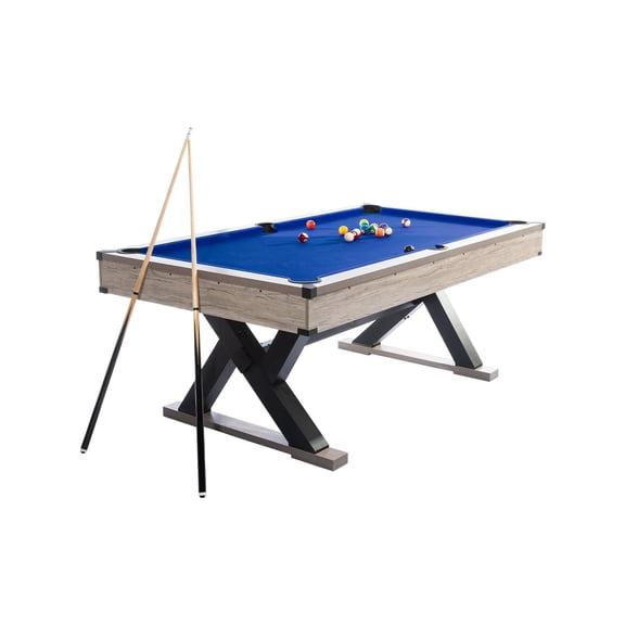 7 FT Pool Table, Metal K-Leg Billiard Table, Blue Cloth, 84x46x32in