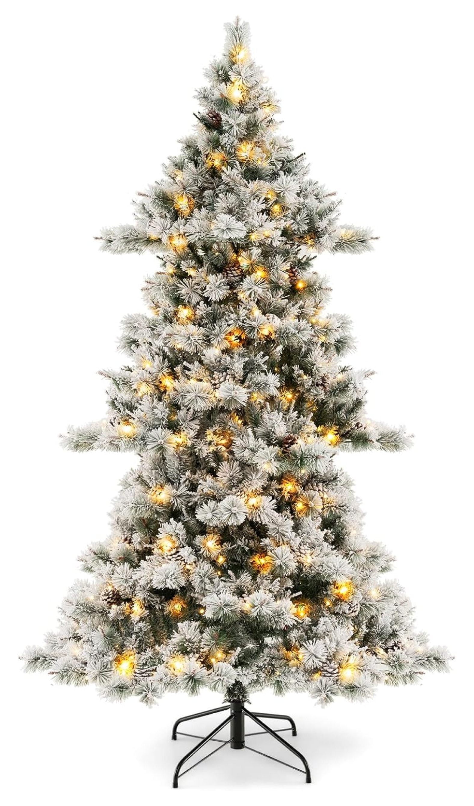 7-Foot Snow Flocked Christmas Tree with Warm LED Lights