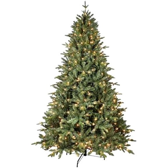 7 FT Pre-lit Christmas Tree with 500 Warm White Lights, 1971 PE&PVC Mixed Branch Tips, Hinged Premium Spruce Artificial Xmas Trees, Green, Foldable Base$$Home Decor, Kitchen, & Other