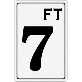 7 FT Warning Metal Sign, Swimming Pool Sign, Swimming Pool Deck Depth Marker Signs 8X12 Inch