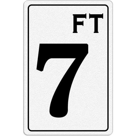 7 FT Warning Metal Sign, Swimming Pool Sign, Swimming Pool Deck Depth Marker Signs 8X12 Inch
